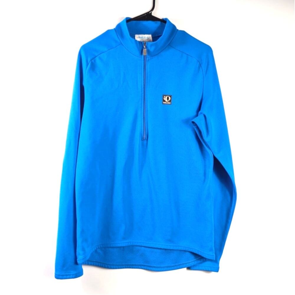 Pearl Izumi Vintage Mens L Blue Cycling Jersey Half Zip Made in USA Fleece Lined